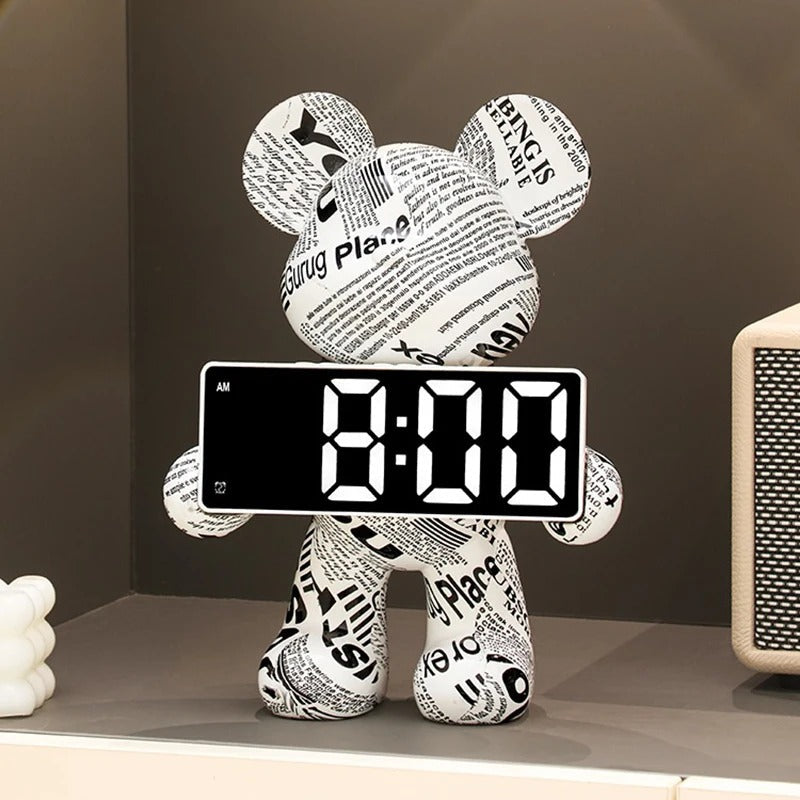 Orion Bear Alarm Clock with Modern LED Decorative Design Features