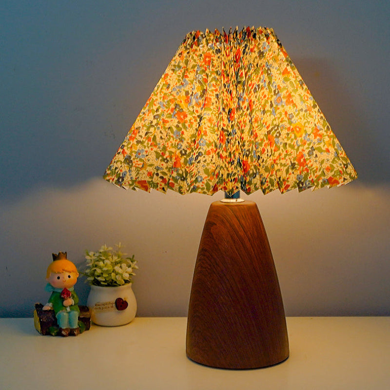 Marivelle Vintage Wood Table Lamp – Dimmable Bedside Light for Cozy Interiors