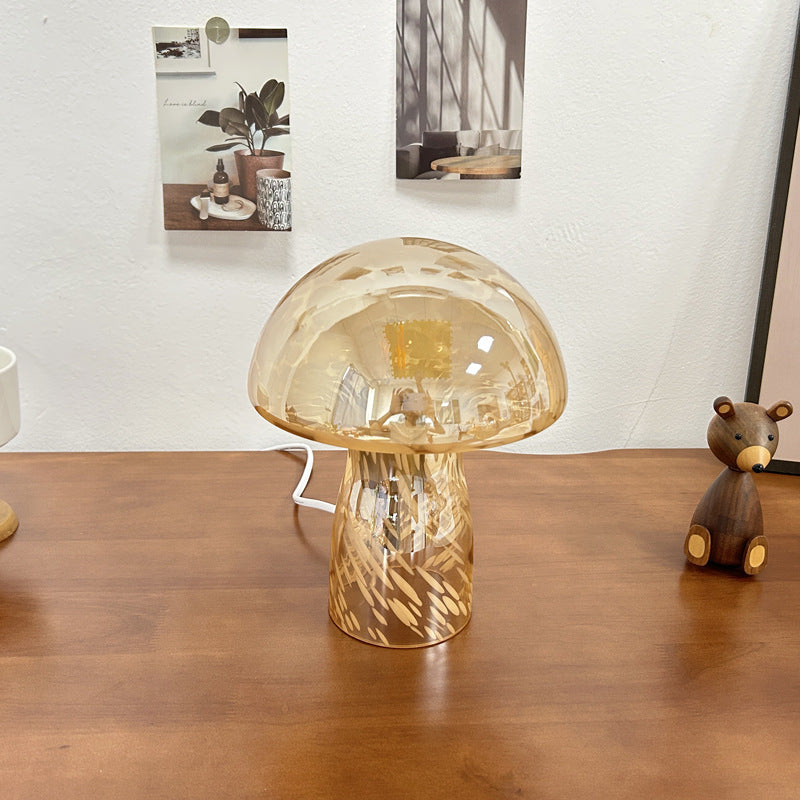 Golden Dome Art Deco Glass Table Lamp for Bedside Lighting