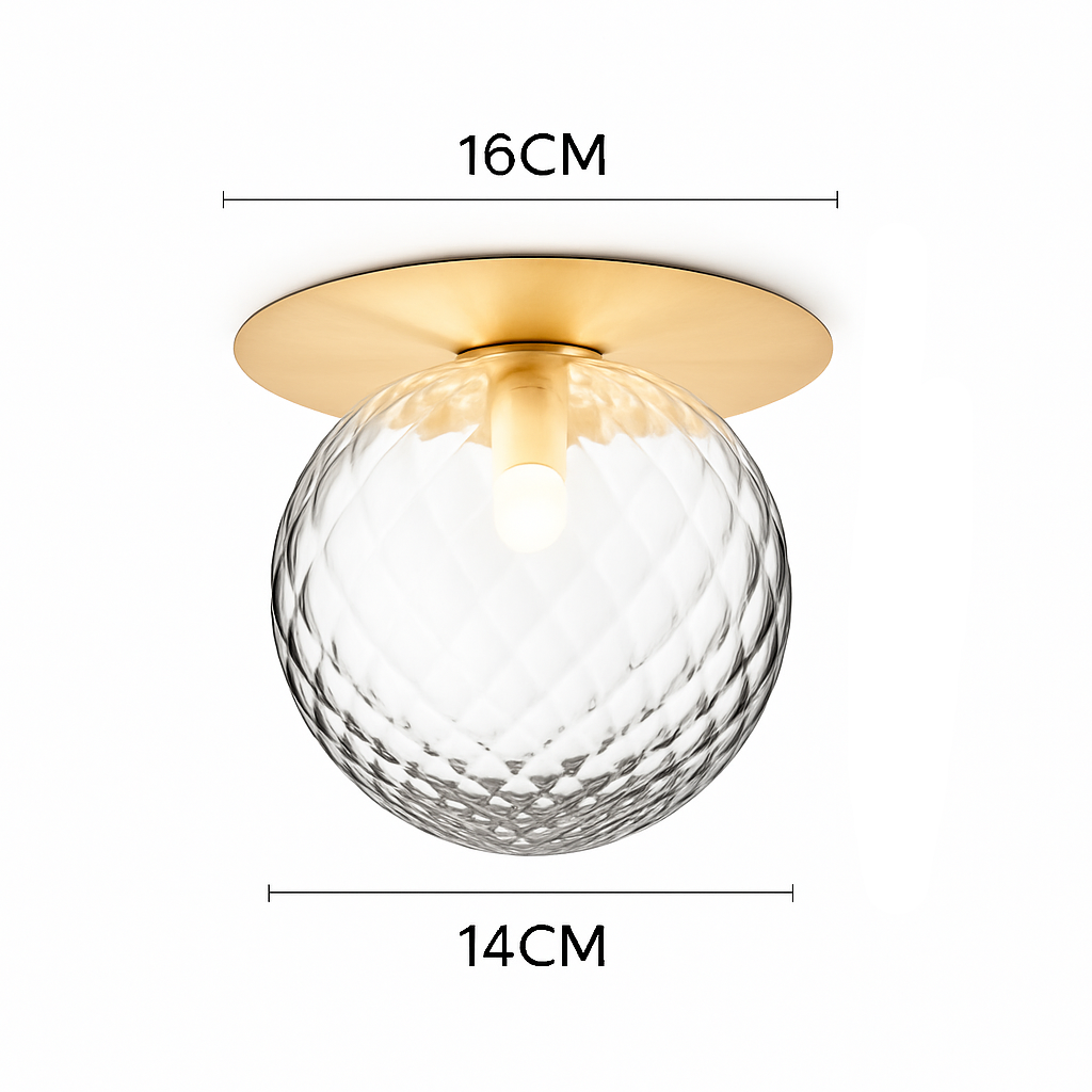 Favelle Modern Gold Ceiling Light – Elegant Glass Dome for Cozy Ambiance