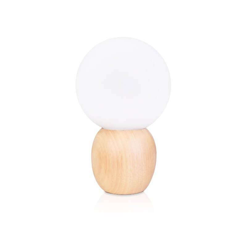 Opal Wood Glass Table Lamp for Soft Bedroom Lighting