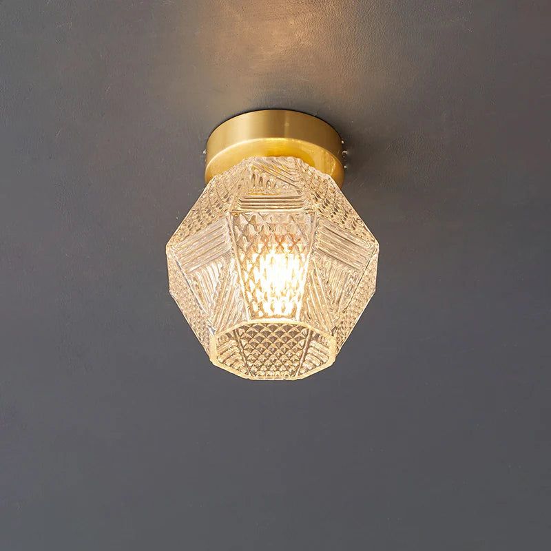 Celvora Elegant Brass Flush Mount Ceiling Light for Art Deco Style