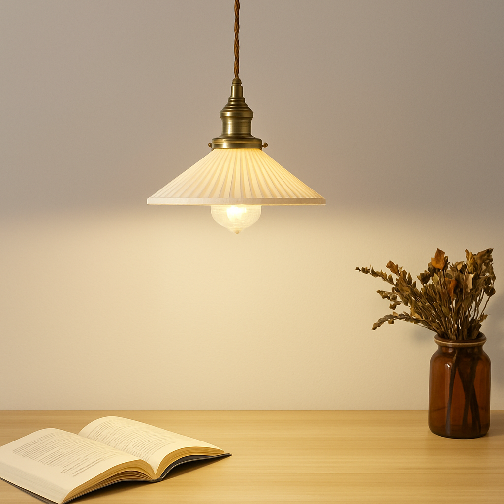 Orvelle White Ceramic Pendant Light – Modern Retro Hanging Lamp for Interiors