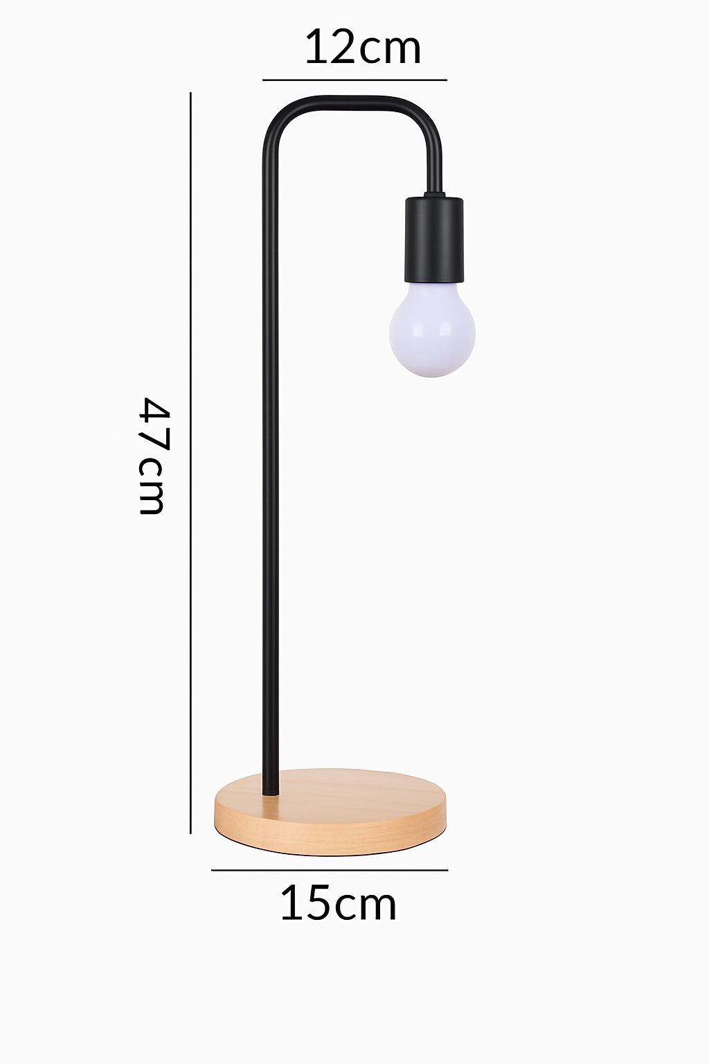 Marlowe Vintage E27 Desk Lamp with Wooden Base and Nordic Design