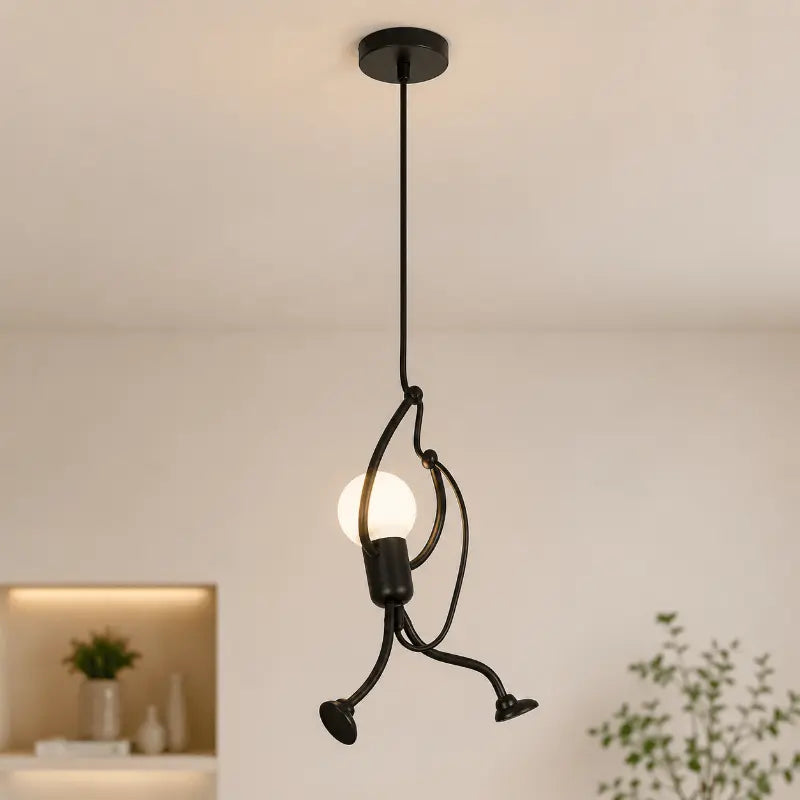 Lumo Black Sculptural Iron Pendant Light for Modern Spaces