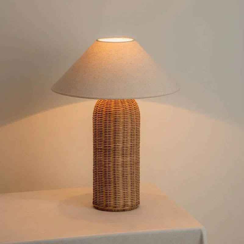 Lunaran Natural Rattan Bedside Lamp – Handcrafted Design for Cozy Ambiance