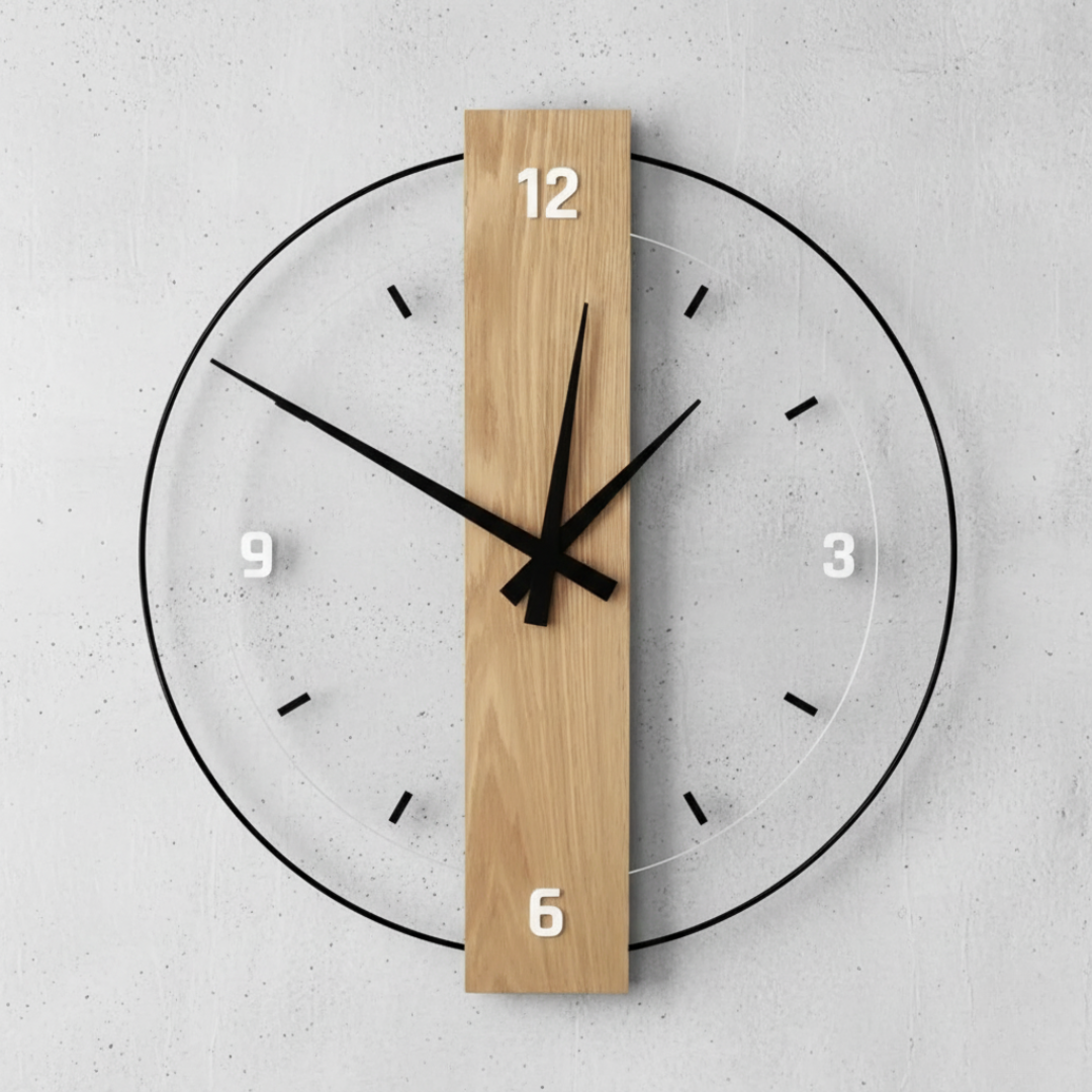 Arden Modern Oak Wall Clock with Silent Quartz Minimalist Design