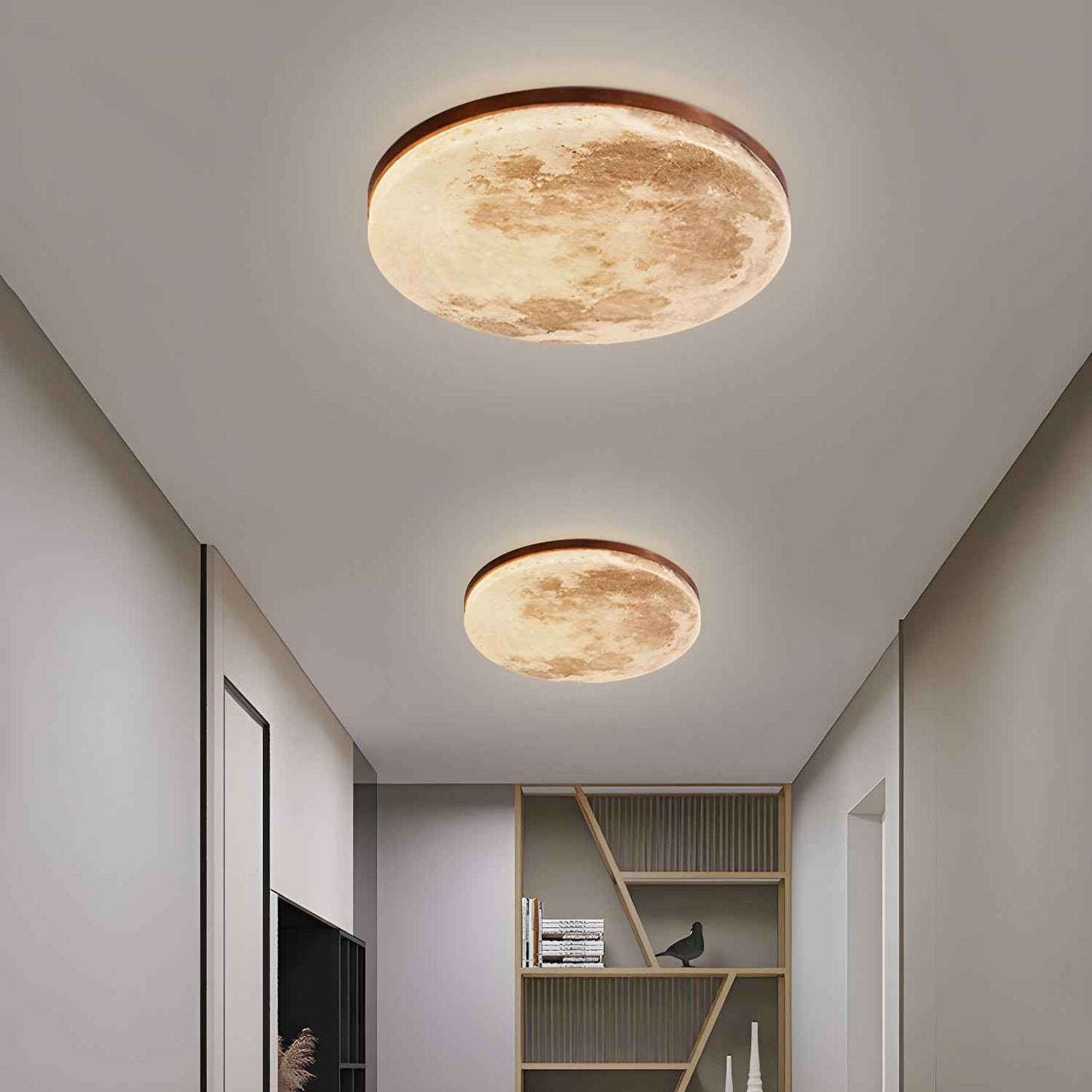 Timber Glow LED Ceiling Light with Minimalist Warm Room Design
