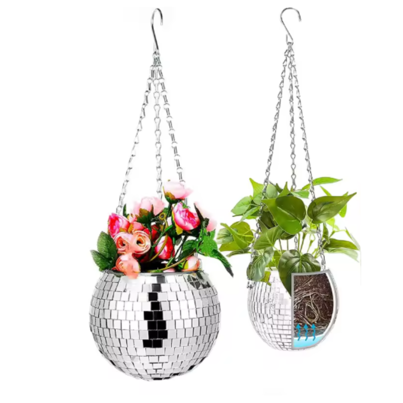 Dazzlo Indoor Hanging Planter – Mirrored Design for Stunning Light Display