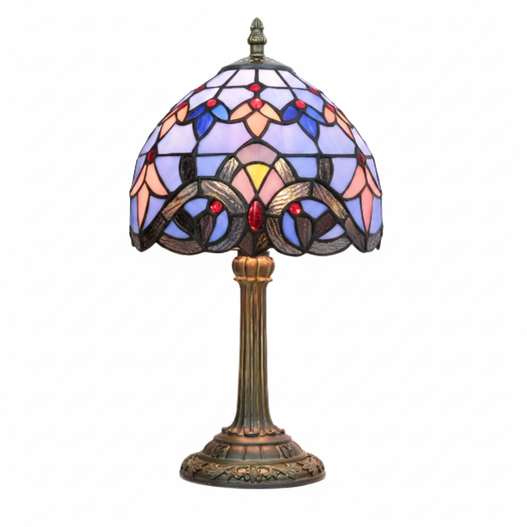 Heritage Glass Table Lamp with Tiffany-Style LED Lighting