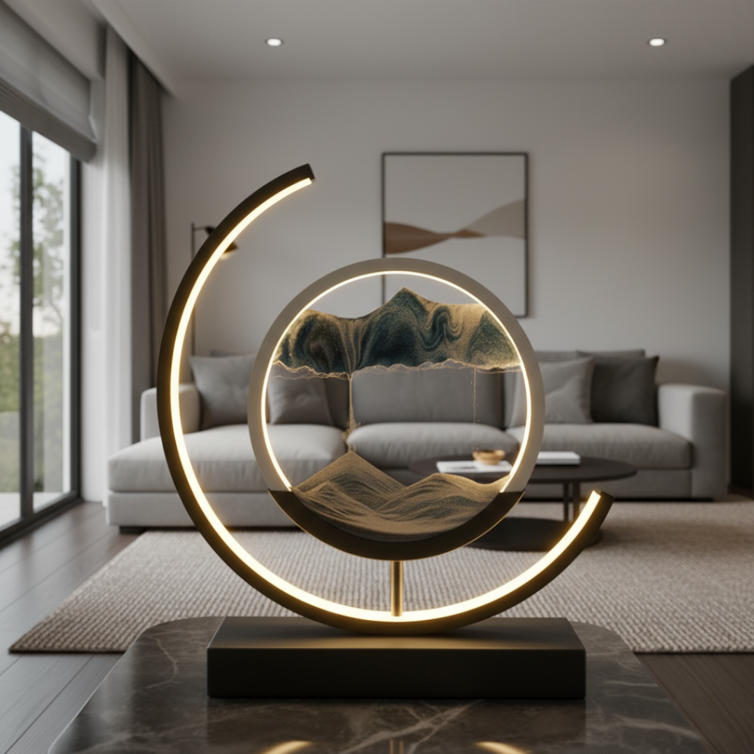 Orion Kinetic Sandscape LED Lamp – Moving Sand Relaxation Light for Calm Ambience