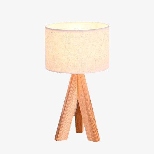 Lorvane Bedroom Table Lamp with Fabric Shade and Wooden Base