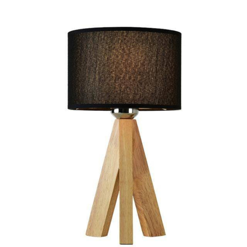 Lorvane Bedroom Table Lamp with Fabric Shade and Wooden Base
