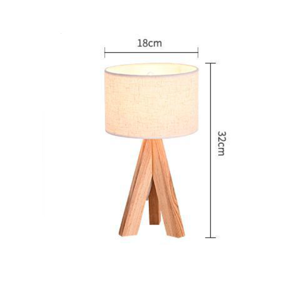 Lorvane Bedroom Table Lamp with Fabric Shade and Wooden Base