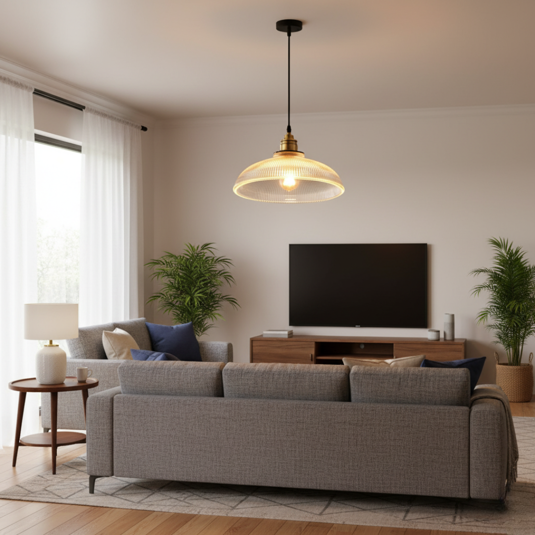 Solvire Prismatic Glass Aura Pendant Lamp – Modern Adjustable Ambient Ceiling Light