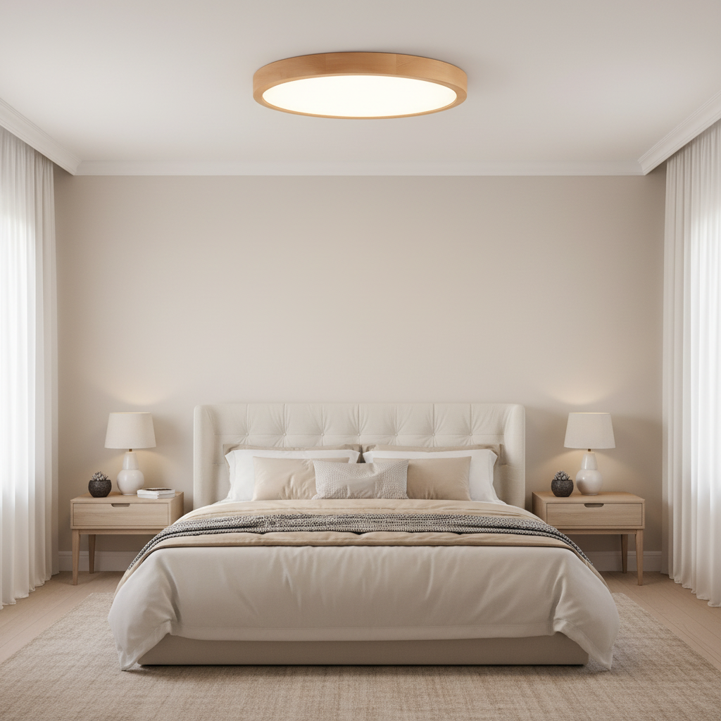 Evonelle Modern Wooden Ceiling Light – Dimmable LED Fixture for Cozy Spaces