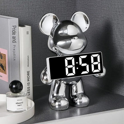 Orion Bear Alarm Clock with Modern LED Decorative Design Features