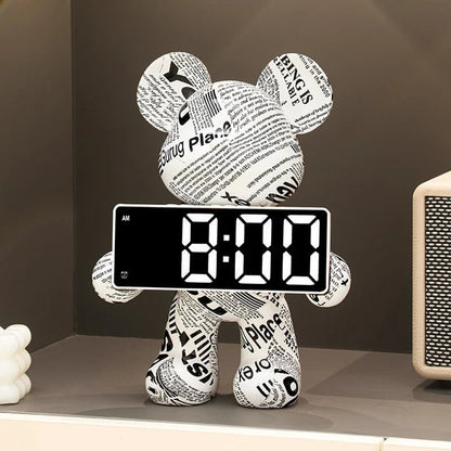 Orion Bear Alarm Clock with Modern LED Decorative Design Features