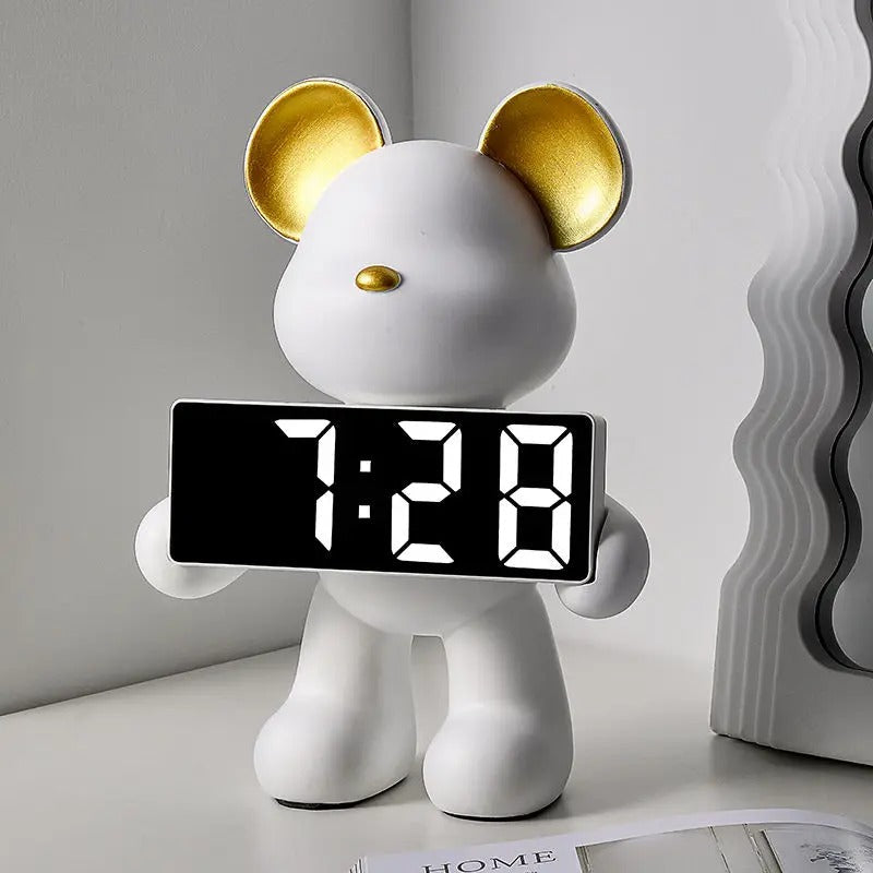 Orion Bear Alarm Clock with Modern LED Decorative Design Features