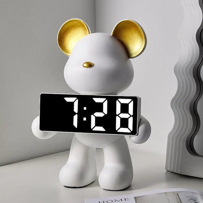 Orion Bear Alarm Clock with Modern LED Decorative Design Features
