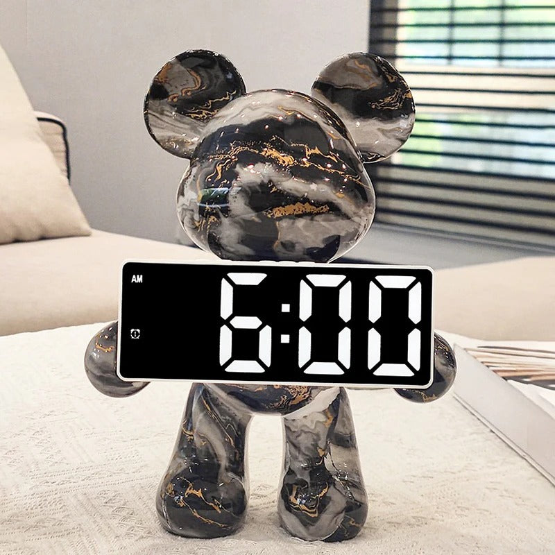Orion Bear Alarm Clock with Modern LED Decorative Design Features