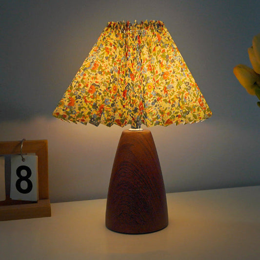 Marivelle Vintage Wood Table Lamp – Dimmable Bedside Light for Cozy Interiors