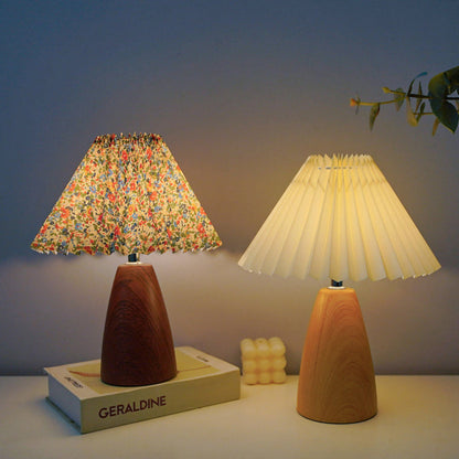 Marivelle Vintage Wood Table Lamp – Dimmable Bedside Light for Cozy Interiors
