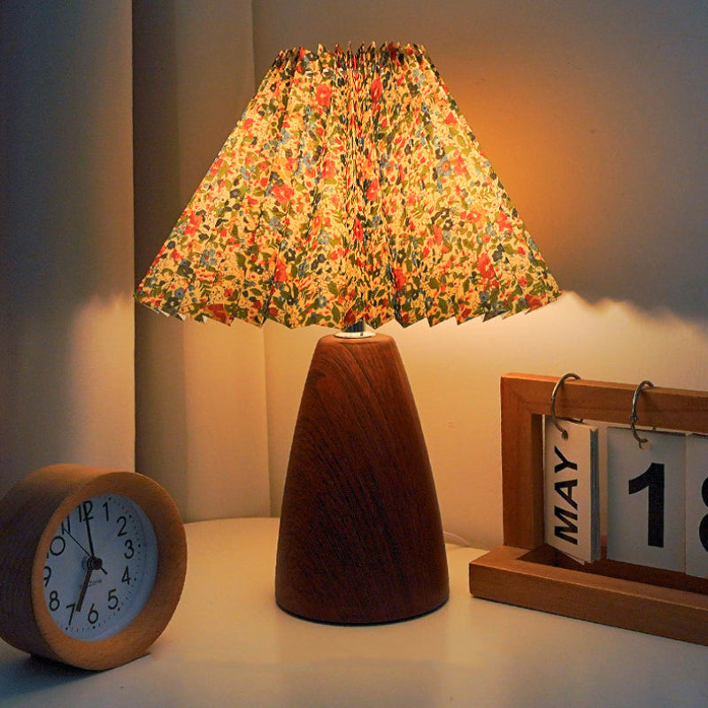 Marivelle Vintage Wood Table Lamp – Dimmable Bedside Light for Cozy Interiors