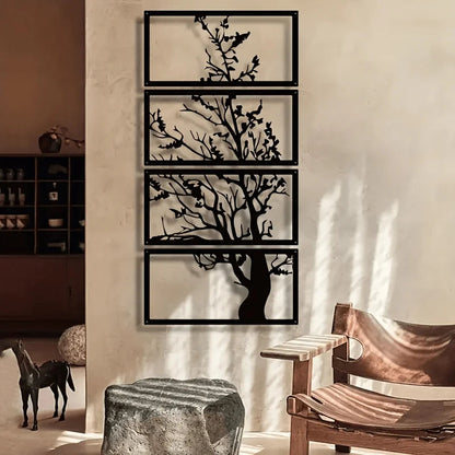 Nocturne Art Deco Black Metal Wall Art Set – Elegant Tree Design for Modern Interiors