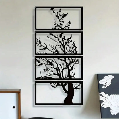 Nocturne Art Deco Black Metal Wall Art Set – Elegant Tree Design for Modern Interiors