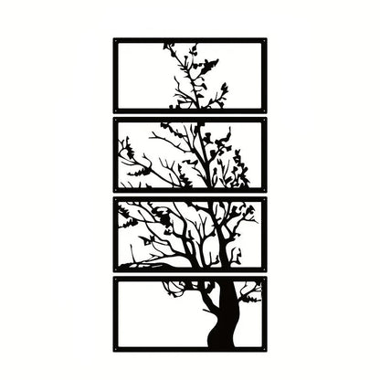 Nocturne Art Deco Black Metal Wall Art Set – Elegant Tree Design for Modern Interiors