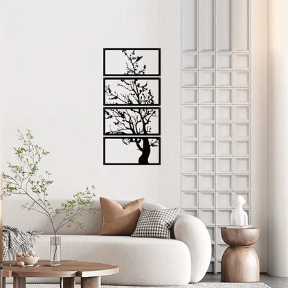 Nocturne Art Deco Black Metal Wall Art Set – Elegant Tree Design for Modern Interiors