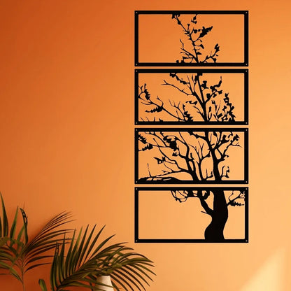 Nocturne Art Deco Black Metal Wall Art Set – Elegant Tree Design for Modern Interiors