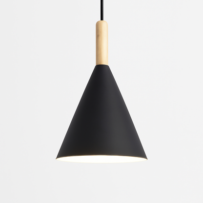 Lunex Conical Pendant Light – Modern Metal and Wood Kitchen Fixture