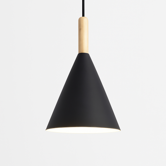Lunex Conical Pendant Light – Modern Metal and Wood Kitchen Fixture