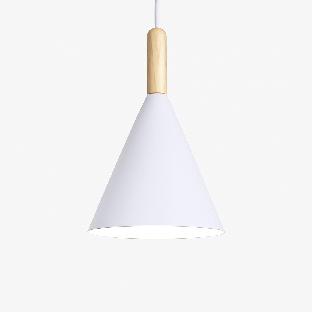 Lunex Conical Pendant Light – Modern Metal and Wood Kitchen Fixture