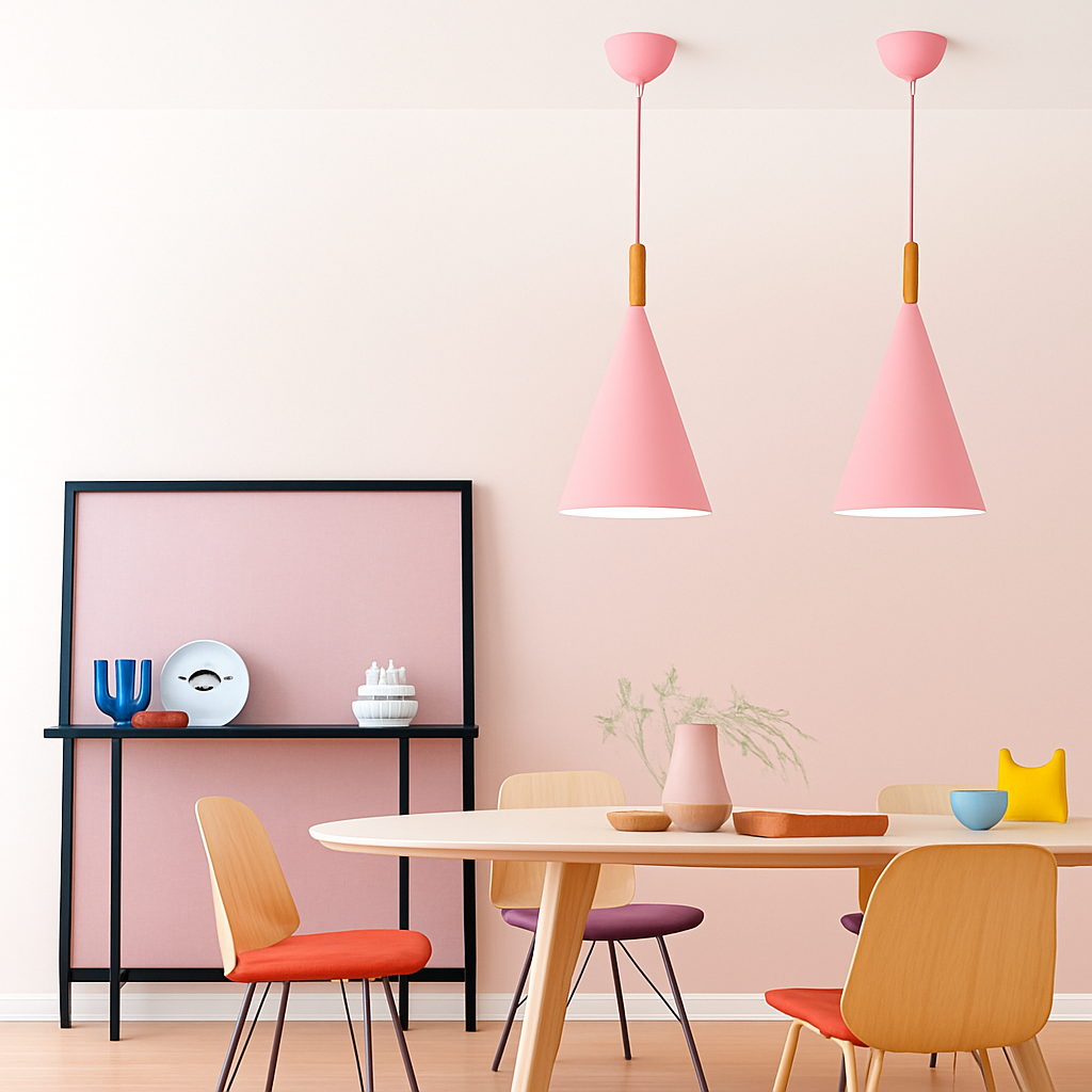 Lunex Conical Pendant Light – Modern Metal and Wood Kitchen Fixture