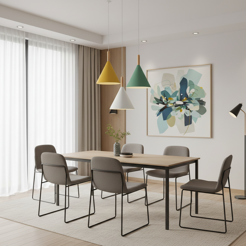 Lunex Conical Pendant Light – Modern Metal and Wood Kitchen Fixture