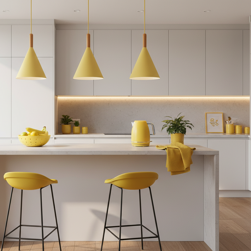 Lunex Conical Pendant Light – Modern Metal and Wood Kitchen Fixture