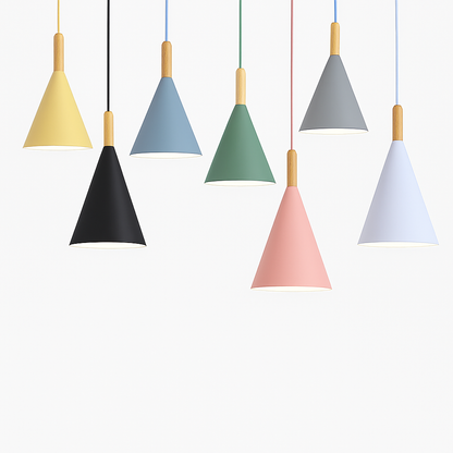 Lunex Conical Pendant Light – Modern Metal and Wood Kitchen Fixture