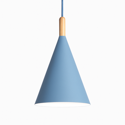 Lunex Conical Pendant Light – Modern Metal and Wood Kitchen Fixture