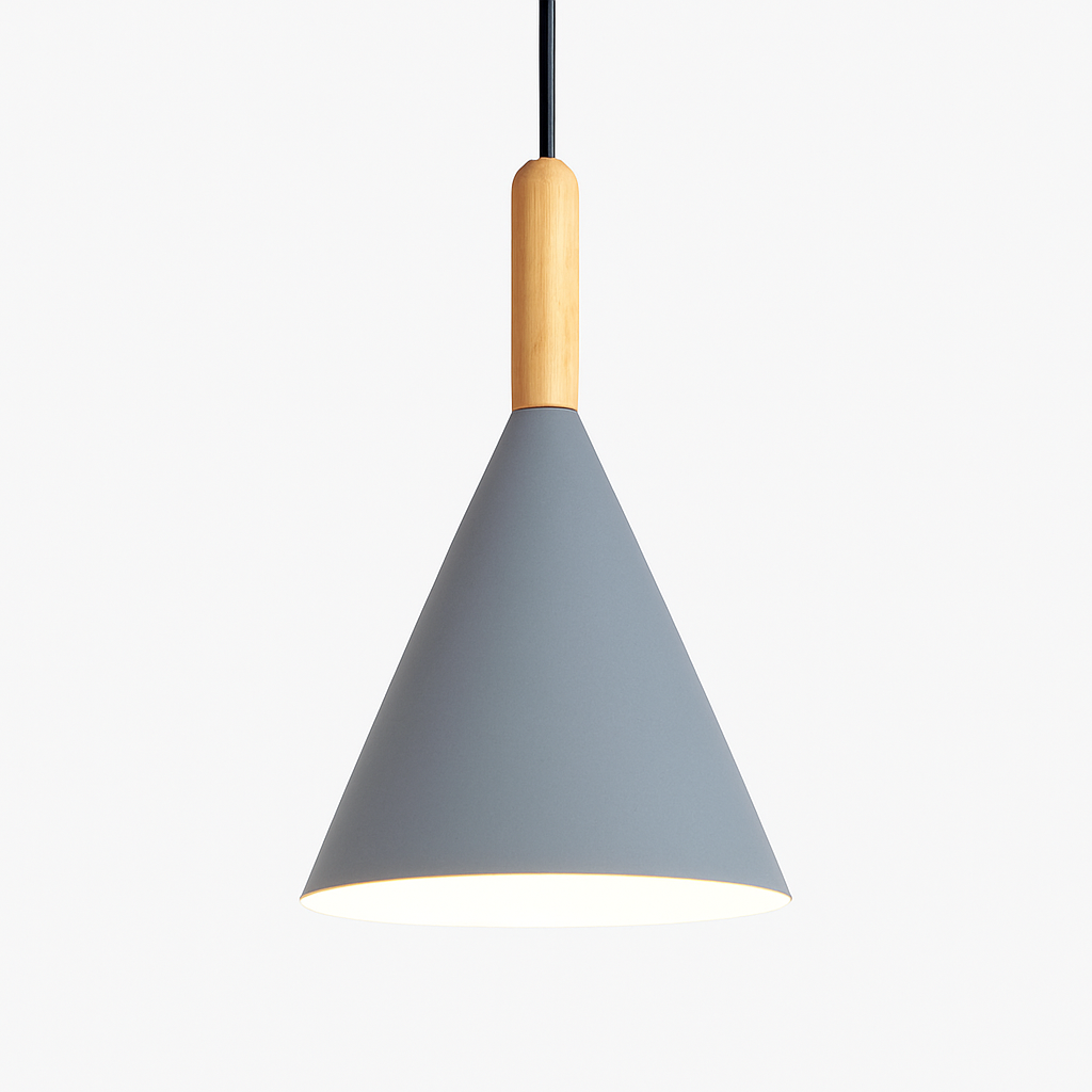 Lunex Conical Pendant Light – Modern Metal and Wood Kitchen Fixture