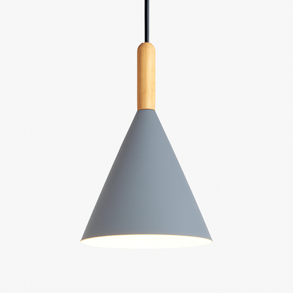 Lunex Conical Pendant Light – Modern Metal and Wood Kitchen Fixture