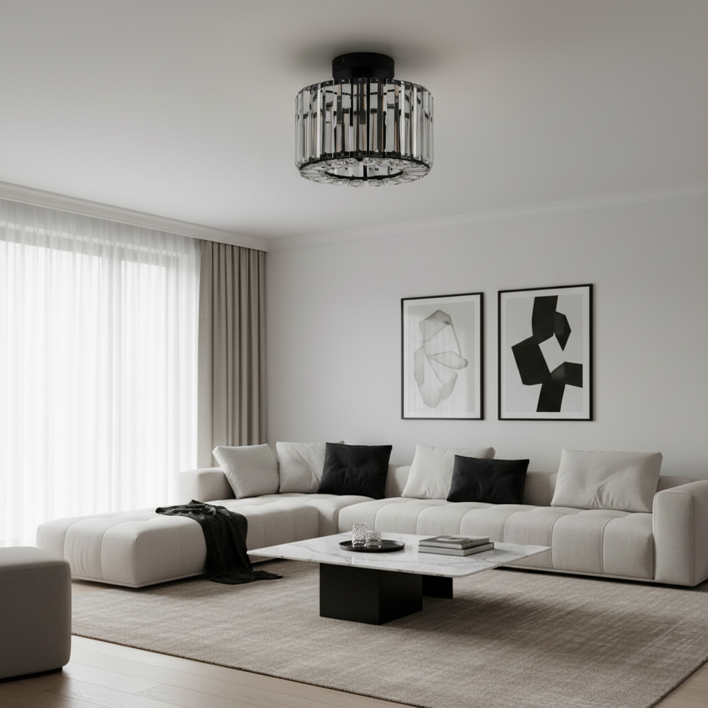 Rovelle Elegant Crystal Ceiling Lamp Flush Mount Home Lighting