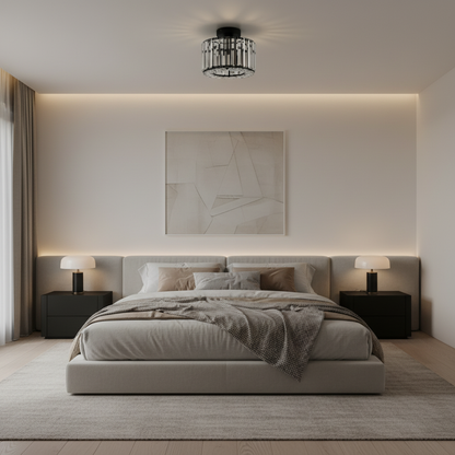 Rovelle Elegant Crystal Ceiling Lamp Flush Mount Home Lighting