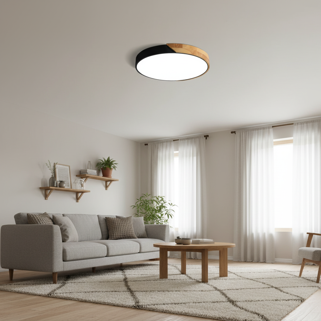Nordik Wood LED Ceiling Lamp – Warm Minimalist Home Lighting