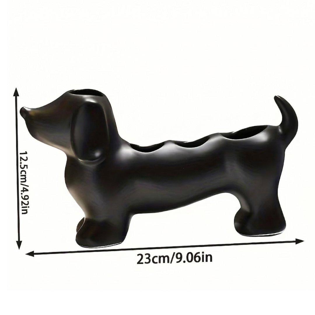 Daxie Black Bathroom Toothbrush Holder – Unique Dachshund Design for Organized Oral Care 1