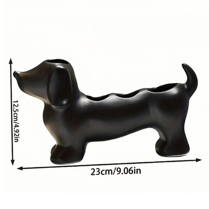 Daxie Black Bathroom Toothbrush Holder – Unique Dachshund Design for Organized Oral Care 1