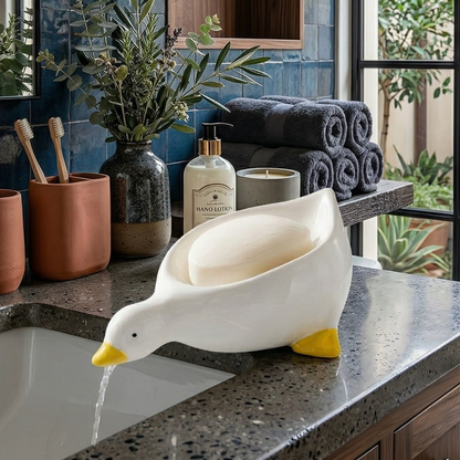 Dove Duck Ceramic Soap Dish – Self-Draining Bar Soap Holder for Shower 0