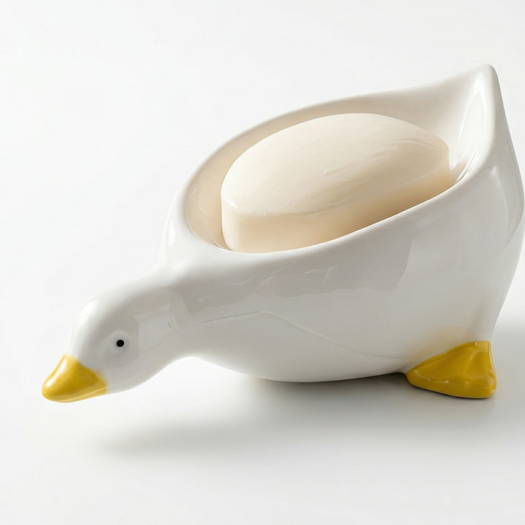 Dove Duck Ceramic Soap Dish – Self-Draining Bar Soap Holder for Shower 1